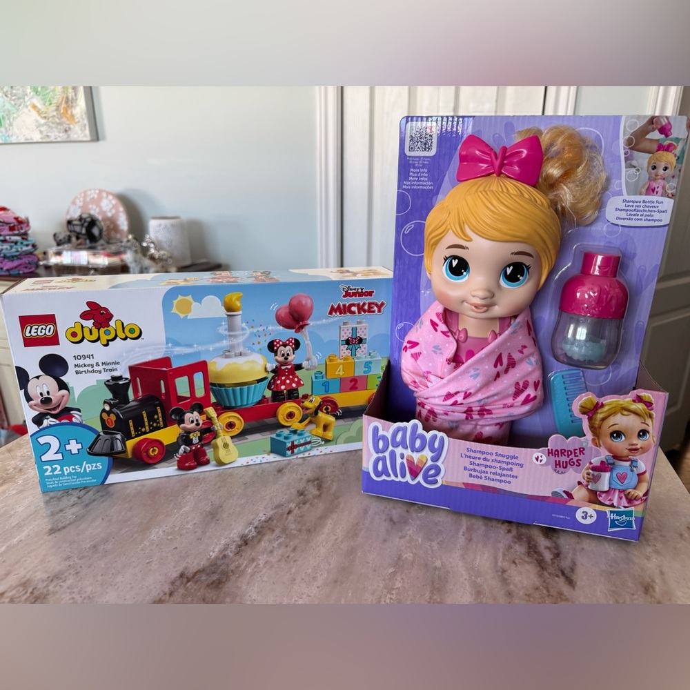 Baby Alive Doll and Lego Duplo Mickey train